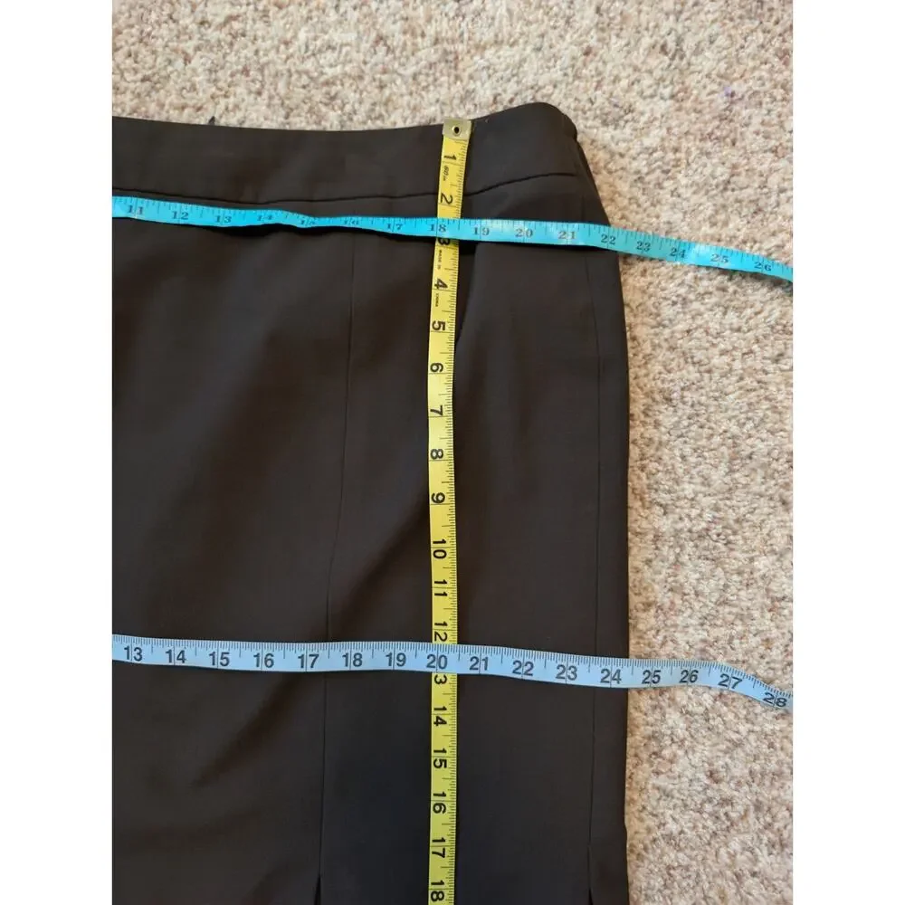 Talbots Woman Petites Size 18WP Dark Brown Pleated Hem Pencil Skirt Office